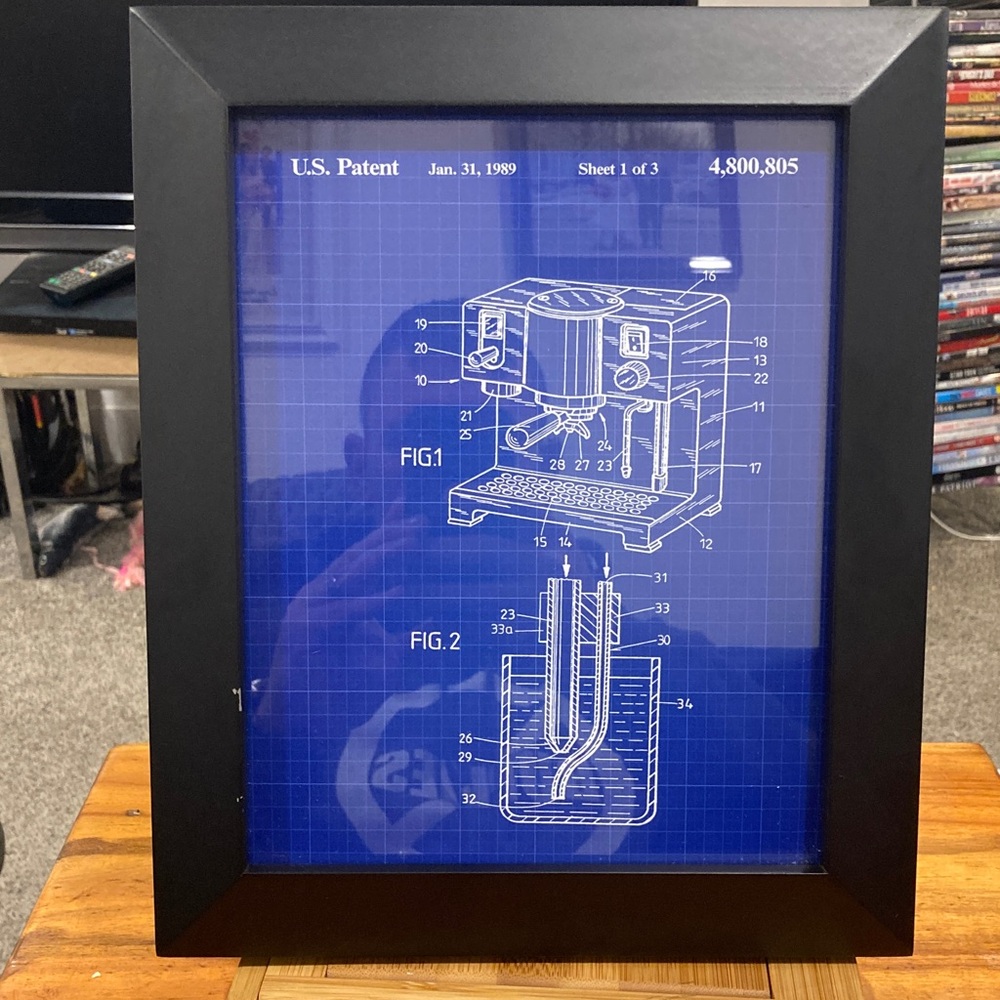 Framed Coffee Maker Patent Art